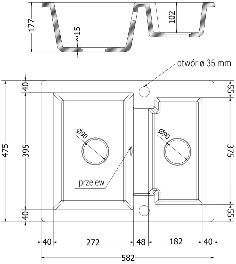 Granitinė virtuvinė plautuvė Mexen Carlos su sifonu, Black granite kaina ir informacija | Virtuvinės plautuvės | pigu.lt