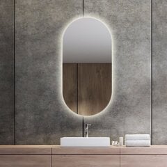 Ovalus veidrodis su LED apšvietimu Ellie (50x100 cm) цена и информация | Зеркала | pigu.lt