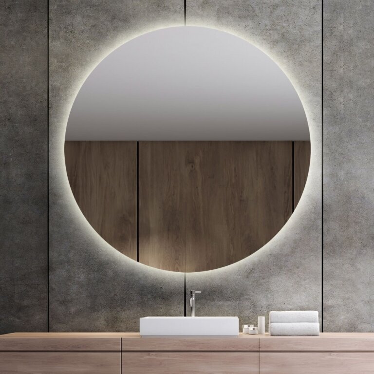 Apvalus veidrodis Brenda su LED apšvietimu (D=130 cm) kaina ir informacija | Veidrodžiai | pigu.lt