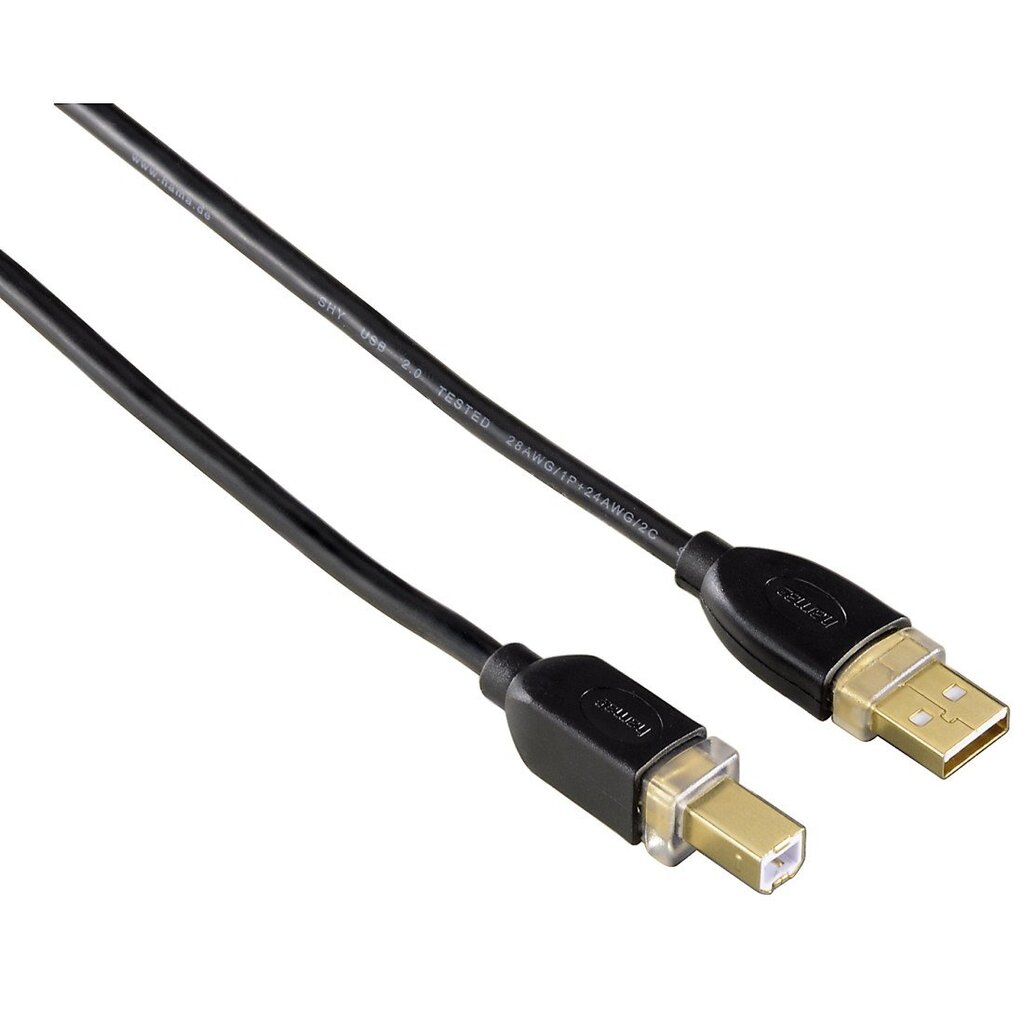 Kabelis Hama 00046772 USB-A-USB-B, 3m, juoda kaina ir informacija | Kabeliai ir laidai | pigu.lt