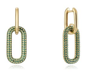Позолоченные серебряные серьги с зелеными цирконами Viceroy Elegant 13078E100-32 sVR0682 цена и информация | Серьги | pigu.lt