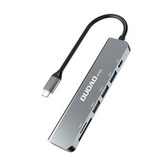 Dudao A15S USB-C to 3x USB, 1x USB-C, SD | TF (gray) kaina ir informacija | Adapteriai, USB šakotuvai | pigu.lt