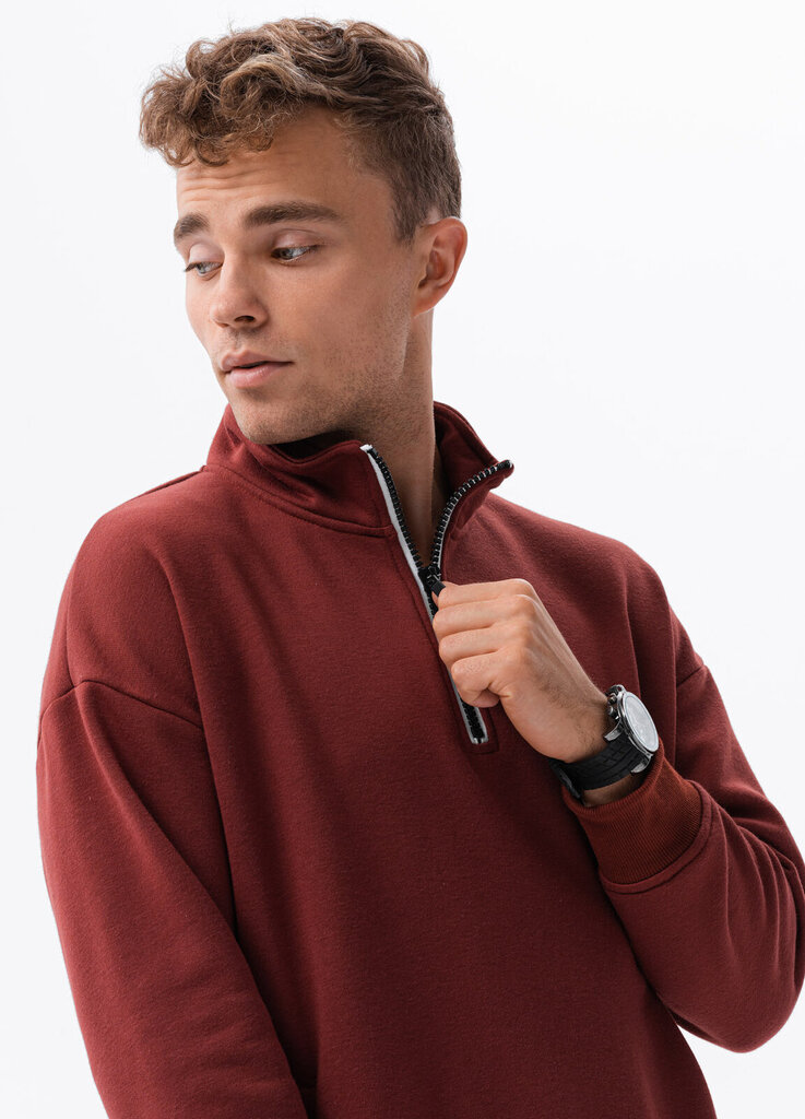 Vyriškas džemperis su aukšta apykakle Ombre B1353, raudonas kaina ir informacija | Džemperiai vyrams | pigu.lt