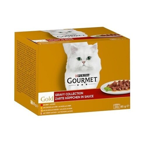 Gourmet Gold gabaliukai padaže įvairių skonių, 24x85g kaina ir informacija | Konservai katėms | pigu.lt