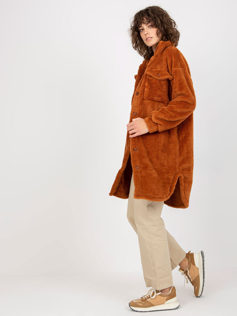 Marškiniai moterims, rudi цена и информация | Paltai moterims | pigu.lt