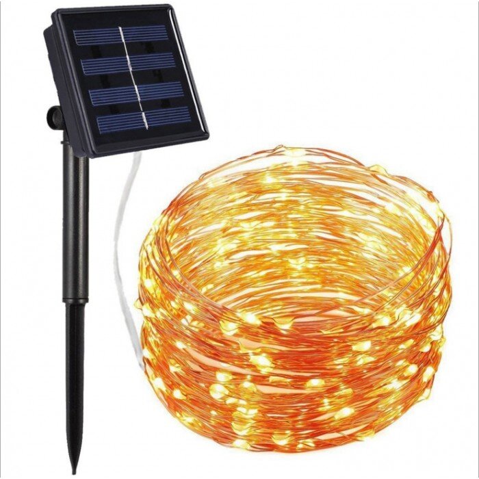 LED lauko lepmutės su saulės baterija (100 lempučių, 10m) kaina ir informacija | Girliandos | pigu.lt
