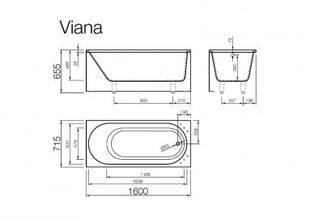 Ванна из каменной массы Vispool Viana 160 цена и информация | Ванны | pigu.lt