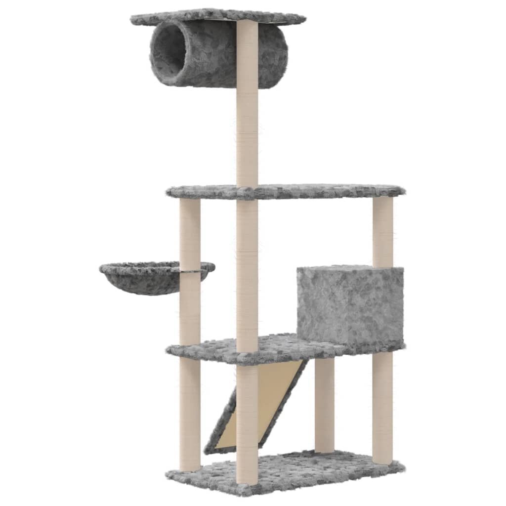Draskyklė katėms su stovais iš sizalio vidaXL, šviesiai pilka, 131 cm kaina ir informacija | Draskyklės | pigu.lt