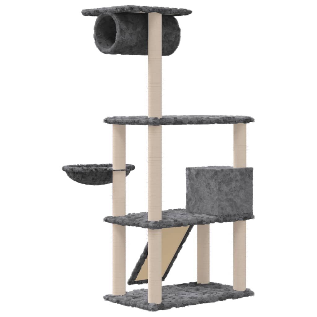 Draskyklė katėms su stovais iš sizalio vidaXL, tamsiai pilka, 131 cm kaina ir informacija | Draskyklės | pigu.lt