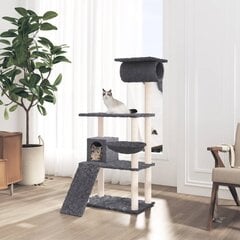 Draskyklė katėms su stovais iš sizalio vidaXL, tamsiai pilka, 131 cm цена и информация | Когтеточки | pigu.lt