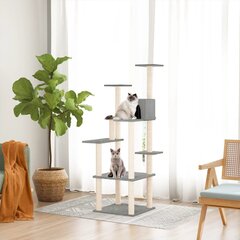 Draskyklė katėms su stovais iš sizalio vidaXL, 153cm, pilka цена и информация | Когтеточки | pigu.lt