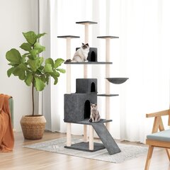 Draskyklė katėms su stovais iš sizalio vidaXL, tamsiai pilka, 175 cm kaina ir informacija | Draskyklės | pigu.lt