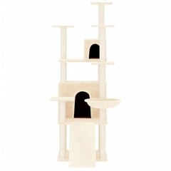 Draskyklė katėms su stovais iš sizalio vidaXL, kreminės spalvos, 154 cm цена и информация | Когтеточки | pigu.lt