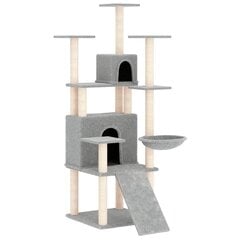 Draskyklė katėms su stovais iš sizalio vidaXL, šviesiai pilka, 154 cm kaina ir informacija | Draskyklės | pigu.lt