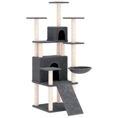 Draskyklė katėms su stovais iš sizalio vidaXL, tamsiai pilka, 154 cm kaina ir informacija | Draskyklės | pigu.lt