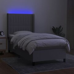 vidaXL Lova su spyruoklėmis/čiužiniu/LED, pilka, 80x200cm, audinys цена и информация | Кровати | pigu.lt