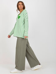 зелено-белая свободная блуза с v-образным вырезом в полоску цена и информация | Женские футболки | pigu.lt
