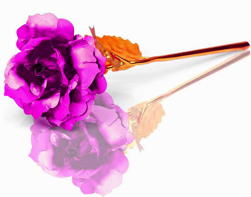 Metalizuota rožė 24 cm Valentino dienai,interjerui kaina ir informacija | Dirbtinės gėlės | pigu.lt