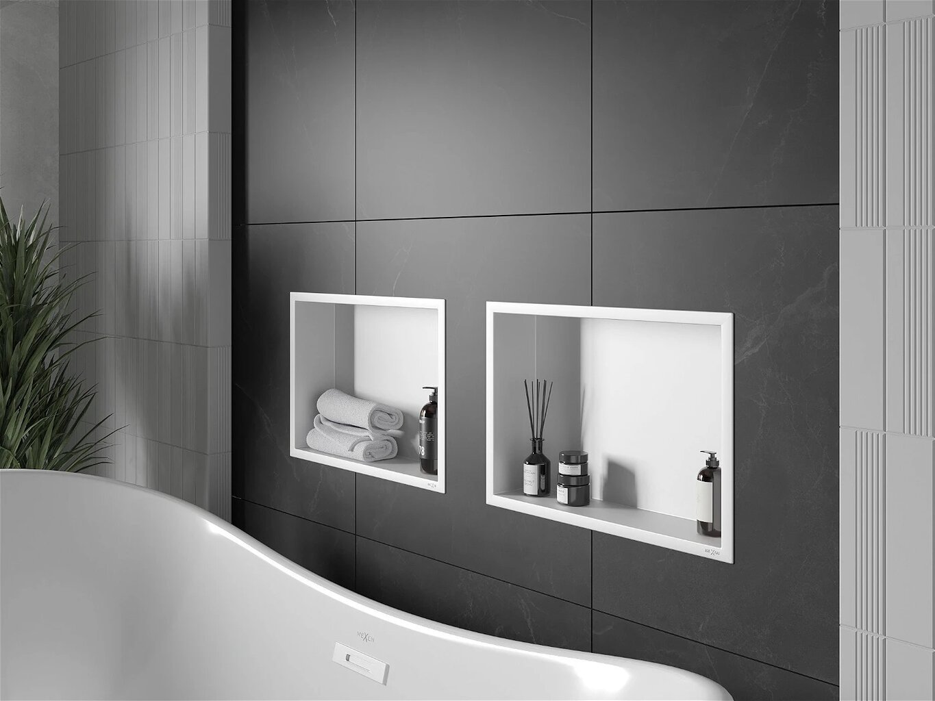 Mexen X-Wall-R įleidžiama sieninė lentyna, 45x30 cm, White цена и информация | Vonios kambario aksesuarai | pigu.lt