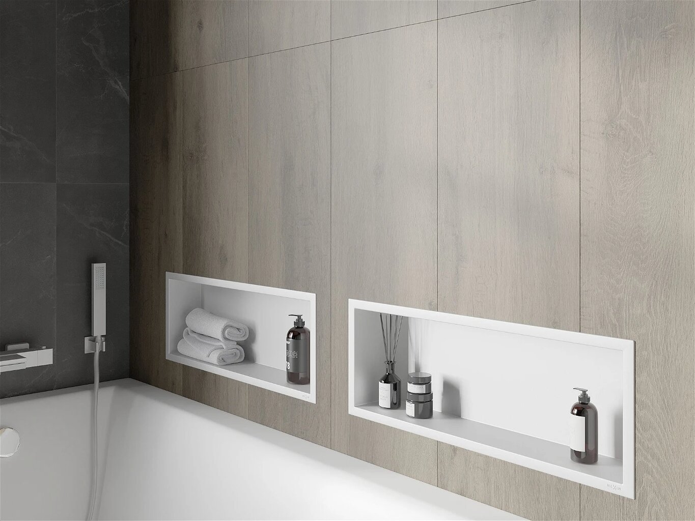 Mexen X-Wall-R įleidžiama sieninė lentyna, 60x20 cm, White kaina ir informacija | Vonios kambario aksesuarai | pigu.lt