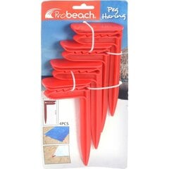 Paplūdymio rankšluoščių laikikliai ProBeach, 4 vnt. raudoni kaina ir informacija | Kitas turistinis inventorius | pigu.lt