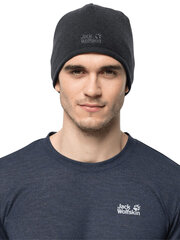 Мужская шапка JACK WOLFSKIN Vertigo Beanie, черная цена и информация | Мужские шарфы, шапки, перчатки | pigu.lt