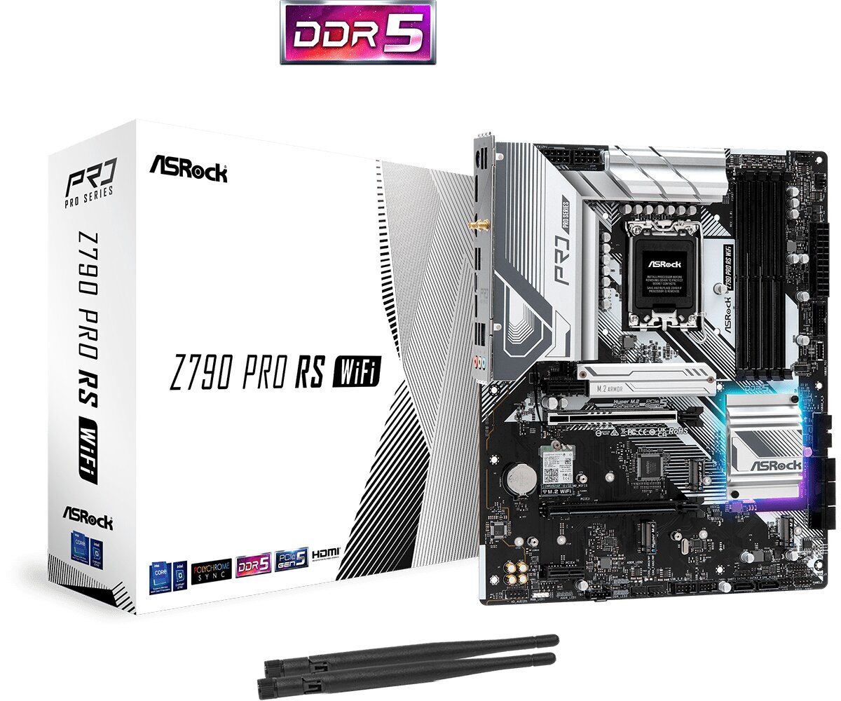 ASRock Z790 Pro RS WIFI, ATX, LGA1700, DDR5 kaina ir informacija | Pagrindinės plokštės | pigu.lt