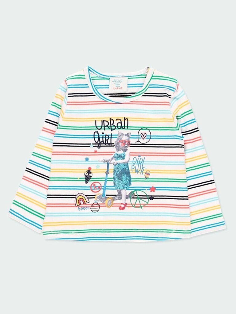 Marškinėliai mergaitėms Boboli Stripes Multicolor, balti цена и информация | Marškinėliai mergaitėms | pigu.lt