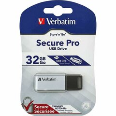 Verbatim 98665 32gb Secure Pro USB 3.0 kaina ir informacija | USB laikmenos | pigu.lt