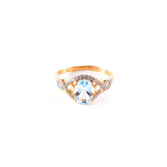 Золотое кольцо с голубым топазом ZGT143015013BT цена и информация | Кольца | pigu.lt