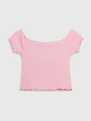 Marškinėliai mergaitėms Tommy Hilfiger Off Shoulder Rib Top Pink, rožiniai kaina ir informacija | Marškinėliai mergaitėms | pigu.lt