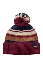 Kepurė berniukams Jack Wolfskin Pompom Beanie Kids Dark Ruby kaina ir informacija | Kepurės, pirštinės, šalikai berniukams | pigu.lt