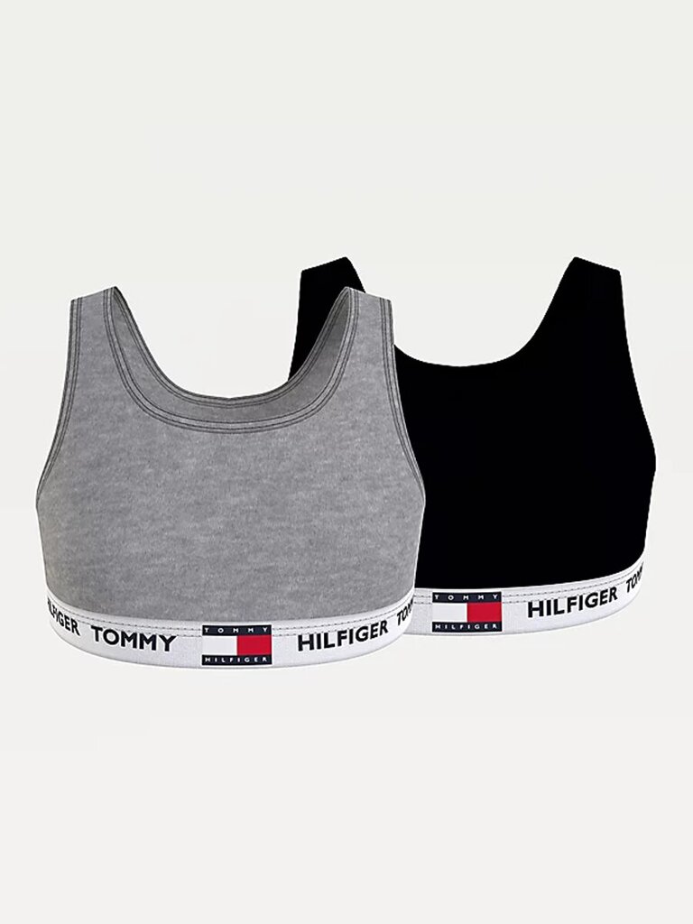 Sportiniai marškinėliai mergaitėms Tommy Hilfiger Bralette 2 Pack Grey, pilki цена и информация | Marškinėliai mergaitėms | pigu.lt