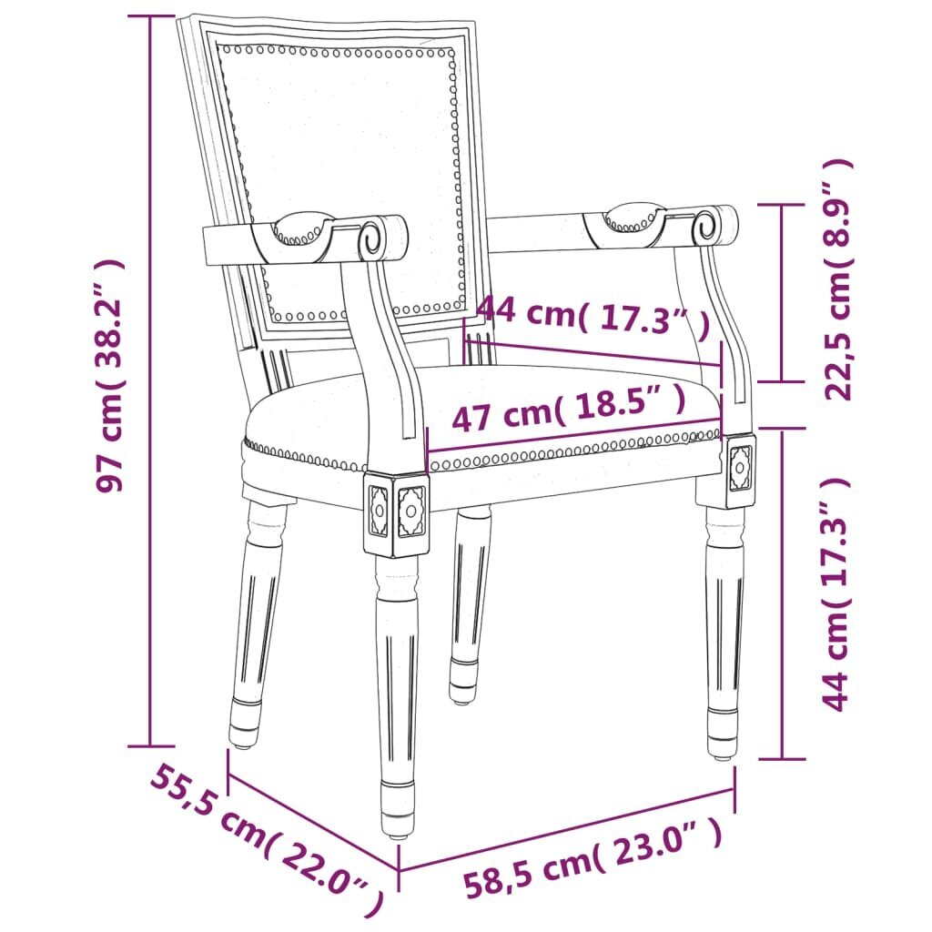 Valgomojo kėdė vidaXL, tamsiai pilka kaina ir informacija | Virtuvės ir valgomojo kėdės | pigu.lt
