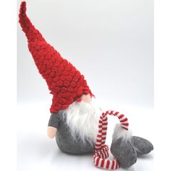 Dekoratyvinis nykštukas su raudona kailine kepure, 50+25 cm kaina ir informacija | Kalėdinės dekoracijos | pigu.lt