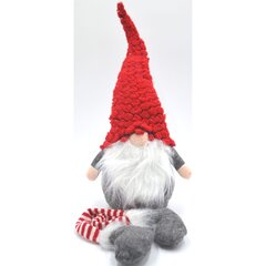 Dekoratyvinis nykštukas su raudona kailine kepure, 50+25 cm kaina ir informacija | Kalėdinės dekoracijos | pigu.lt