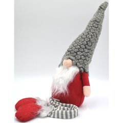 Dekoratyvinis nykštukas su pilka kailine kepure, 50+25 cm kaina ir informacija | Kalėdinės dekoracijos | pigu.lt