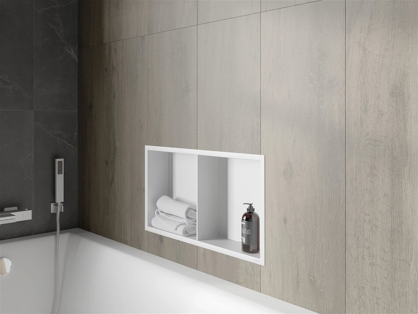 Mexen X-Wall-R įleidžiama sieninė lentyna 2l, 60x30 cm, White kaina ir informacija | Vonios kambario aksesuarai | pigu.lt