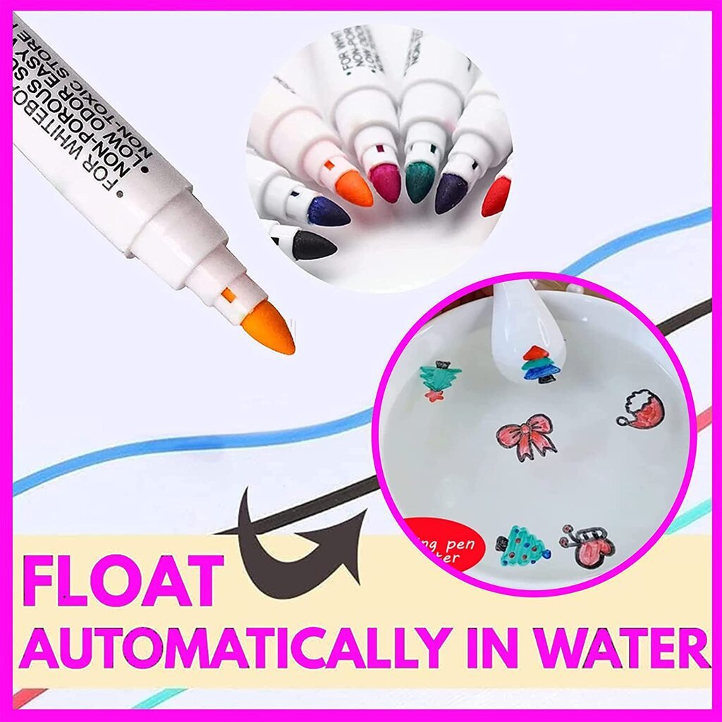 Magiški flomasteriai, plaukiojantys ant vandens piešiniai, rinkinyje yra 11 vnt. kaina ir informacija | Lavinamieji žaislai | pigu.lt