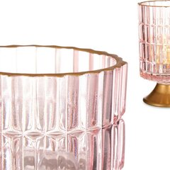 LED žibintas Dryžiai Rožinė Auksinis stiklas (10,7 x 18 x 10,7 cm) kaina ir informacija | Žvakės, Žvakidės | pigu.lt