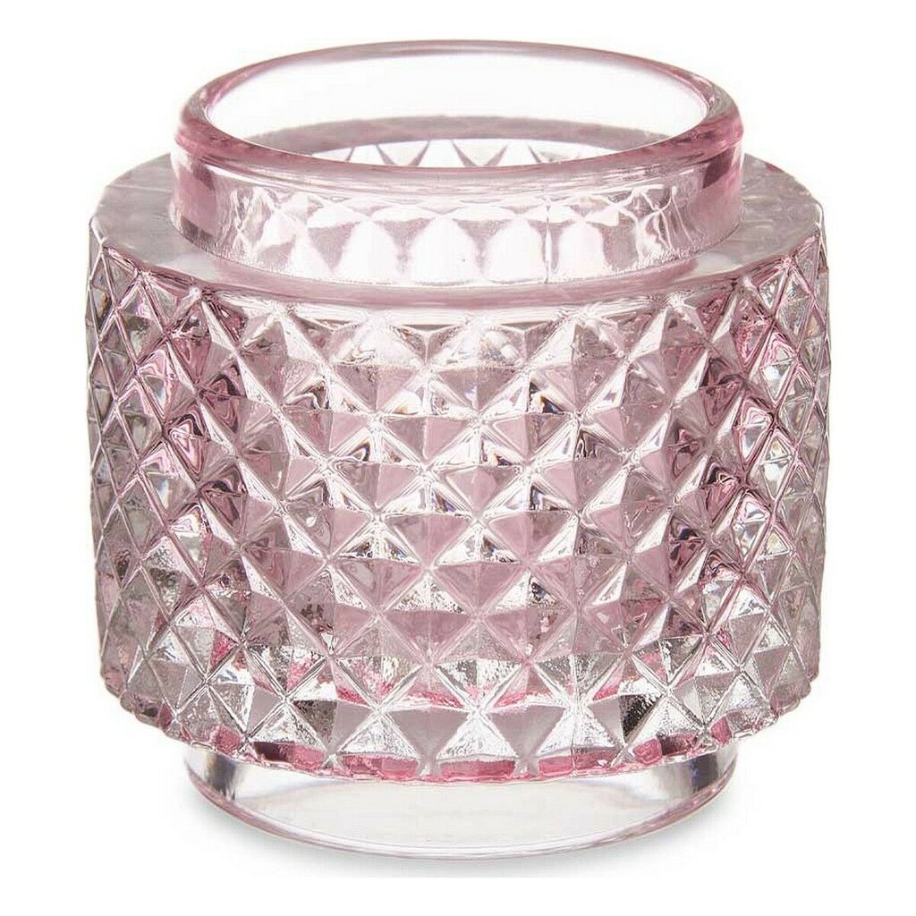 Žvakidė Rožinė stiklas 7,5 x 7,5 x 7,5 cm kaina ir informacija | Žvakės, Žvakidės | pigu.lt