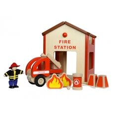 Medinė gaisrinė stotis su priedais, Masterkidz kaina ir informacija | Žaislai kūdikiams | pigu.lt