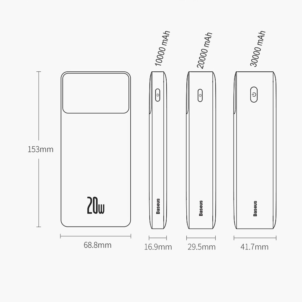 Baseus Bipow 30000mAh 20W + USB-A - Micro USB 0.25m PPBD050402 kaina ir informacija | Atsarginiai maitinimo šaltiniai (power bank) | pigu.lt