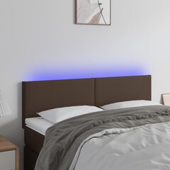 Galvūgalis su LED, Dirbtinė oda, 144x5x78/88cm, ruda цена и информация | Кровати | pigu.lt