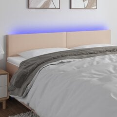 Galvūgalis su LED, Dirbtinė oda, 160x5x78/88cm, kapučino spalva цена и информация | Кровати | pigu.lt