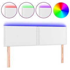 Galvūgalis su LED vidaXL, Dirbtinė oda, 144x5x78/88cm, balta цена и информация | Кровати | pigu.lt