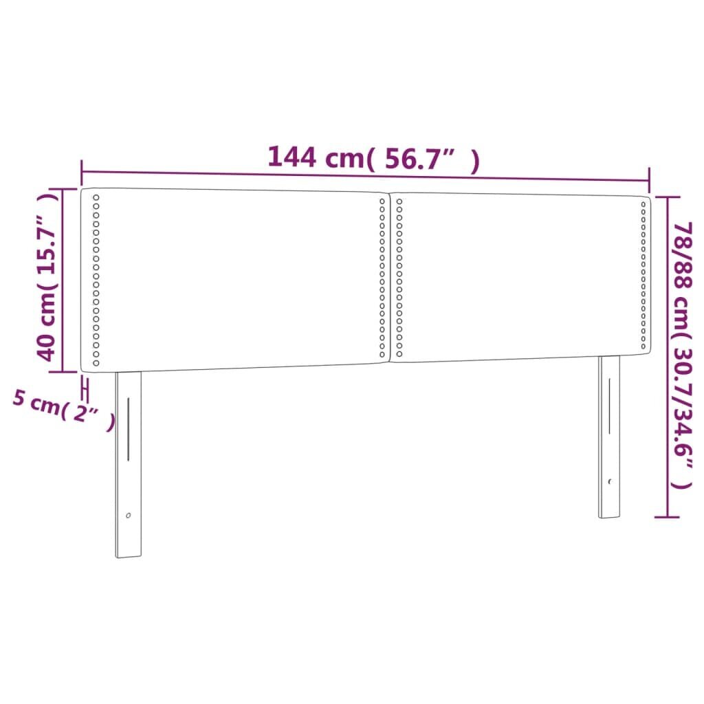 Galvūgalis su LED vidaXL, Dirbtinė oda, 144x5x78/88cm, balta kaina ir informacija | Lovos | pigu.lt