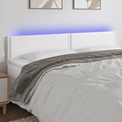 Изголовье со светодиодом, белое, 180x5x78/88 см, искусственная кожа цена и информация | Кровати | pigu.lt