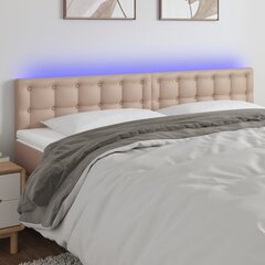 Galvūgalis su LED, Dirbtinė oda, 160x5x78/88cm, kapučino spalva цена и информация | Кровати | pigu.lt