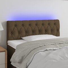 Galvūgalis su LED, Audinys, 90x7x78/88cm, tamsiai ruda цена и информация | Кровати | pigu.lt